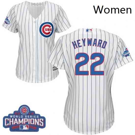 Womens Majestic Chicago Cubs 22 Jason Heyward Authentic White Home 2016 World Series Champions Cool Base MLB Jersey